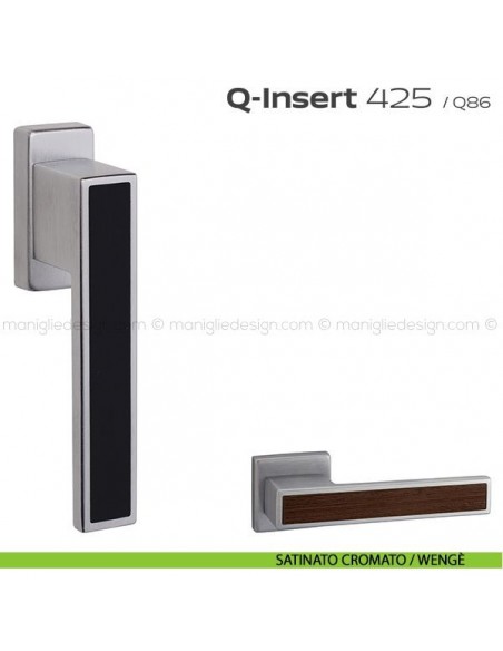 Maniglia in legno per finestra martellina 425 Q-Insert Reguitti satinato cromato / wengè