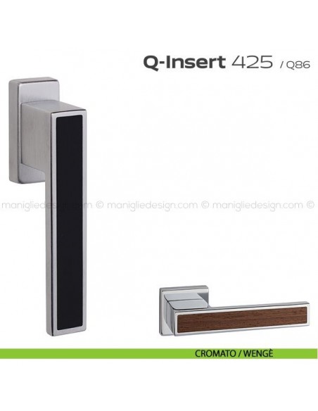 Maniglia in legno per finestra martellina 425 Q-Insert Reguitti cromato / wengè