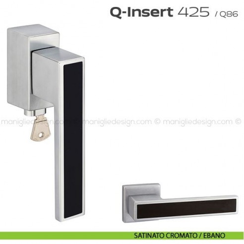 Maniglia in legno per finestra martellina DK con chiave 425 Q-Insert Reguitti satinato cromato / ebano