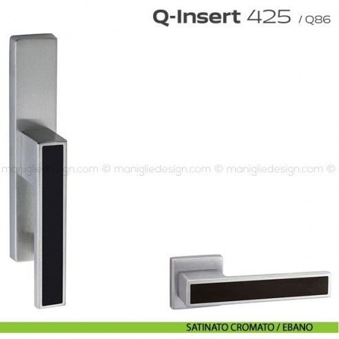 Maniglia in legno per finestra cremonese 425 Q-Insert Reguitti satinato cromato / ebano
