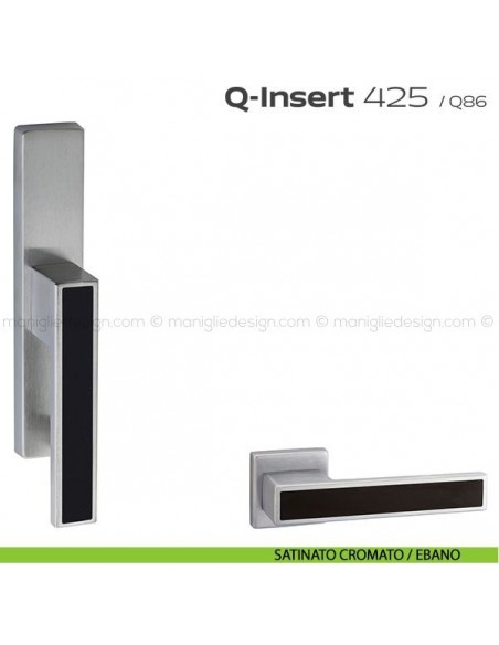 Maniglia in legno per finestra cremonese 425 Q-Insert Reguitti satinato cromato / ebano