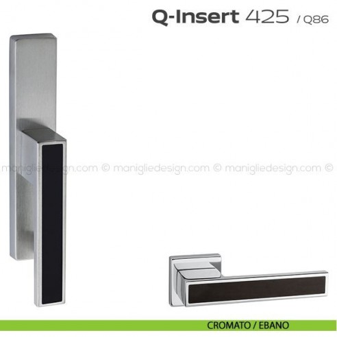 Maniglia in legno per finestra cremonese 425 Q-Insert Reguitti cromato / ebano
