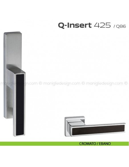 Maniglia in legno per finestra cremonese 425 Q-Insert Reguitti cromato / ebano