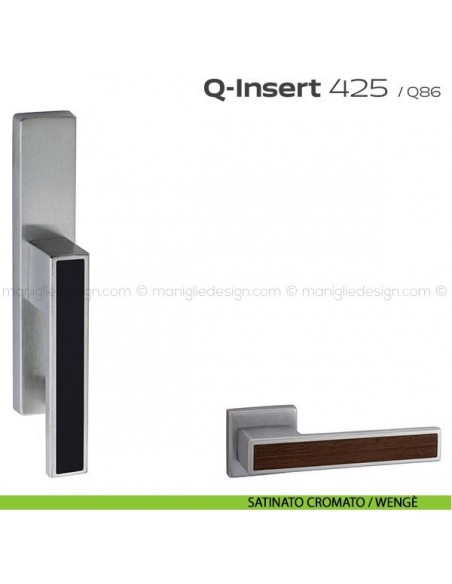 Maniglia in legno per finestra cremonese 425 Q-Insert Reguitti satinato cromato / wengè