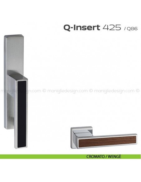 Maniglia in legno per finestra cremonese 425 Q-Insert Reguitti cromato / wengè