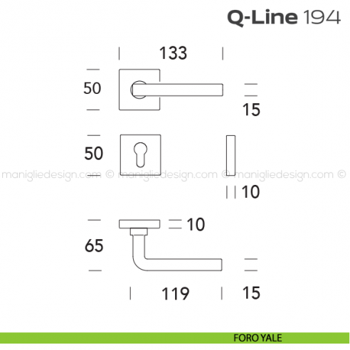Maniglia per porta 194 Q-Line Reguitti foro yale