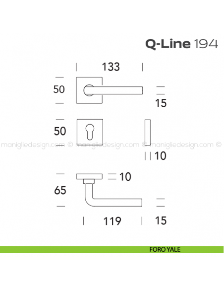 Maniglia per porta 194 Q-Line Reguitti foro yale