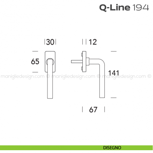 Maniglia per finestra martellina 194 Q-Line Reguitti disegno