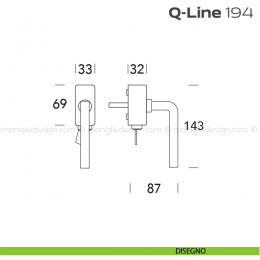 Maniglia per finestra martellina DK con chiave 194 Q-Line Reguitti 2