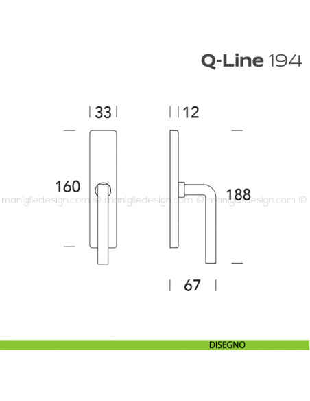 Maniglia per finestra cremonese 194 Q-Line Reguitti disegno