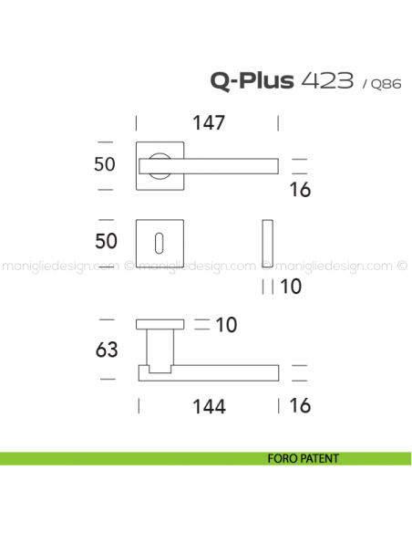Maniglia per porta 423 Q-Plus Reguitti foro patent