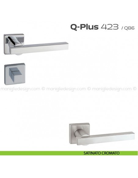 Maniglia per porta con nottolino 423 Q-Plus Reguitti satinato cromato