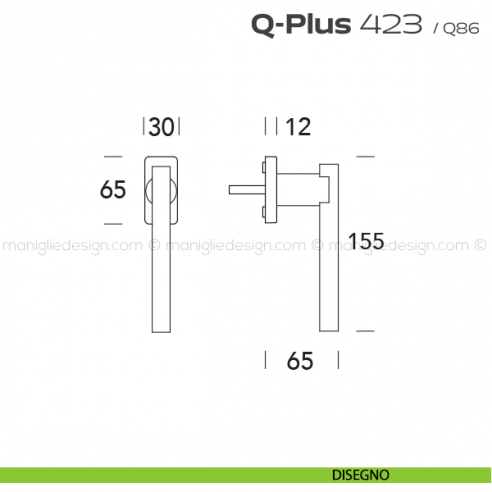 Maniglia per finestra martellina 423 Q-Plus Reguitti disegno