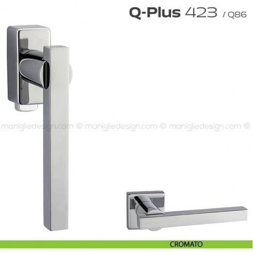 Maniglia per finestra DK con pulsante su placca 423 Q-Plus Reguitti cromato