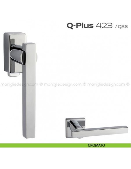 Maniglia per finestra DK con pulsante su placca 423 Q-Plus Reguitti cromato