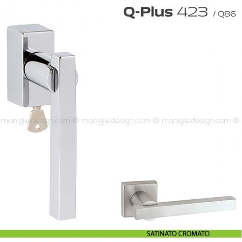 Maniglia per finestra martellina DK con chiave 423 Q-Plus Reguitti satinato cromato