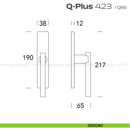 Maniglia per finestra cremonese 423 Q-Plus Reguitti disegno