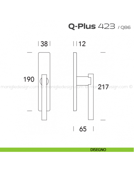 Maniglia per finestra cremonese 423 Q-Plus Reguitti disegno