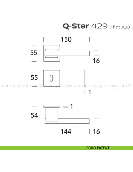 Maniglia per porta 429 Q-Star Flat Reguitti foro patent