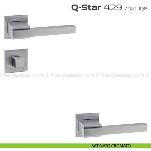 Maniglia per porta con nottolino 429 Q-Star Flat Reguitti satinato cromato