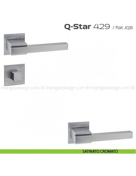Maniglia per porta con nottolino 429 Q-Star Flat Reguitti satinato cromato