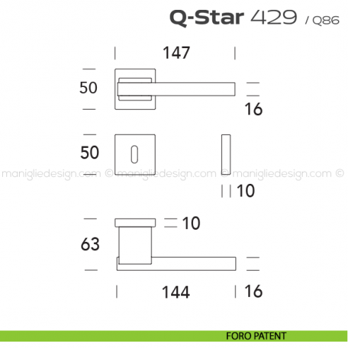 Maniglia per porta 429 Q-Star Reguitti foro patent