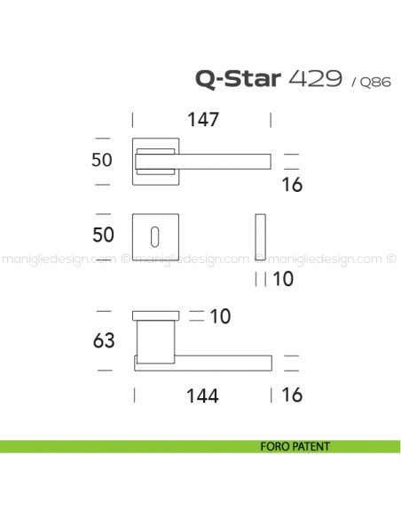 Maniglia per porta 429 Q-Star Reguitti foro patent