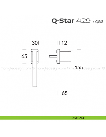 Maniglia per finestra martellina 429 Q-Star Reguitti disegno