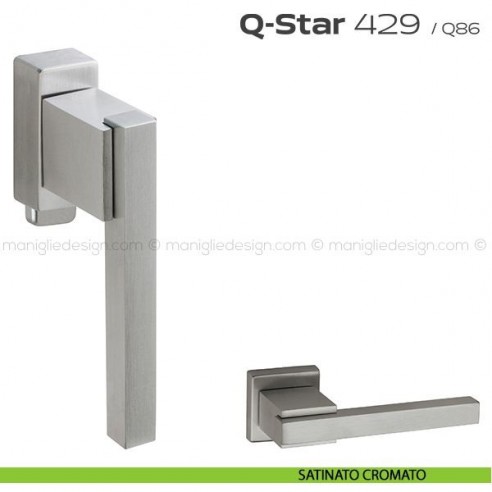Maniglia per finestra DK con pulsante su placca 429 Q-Star Reguitti satinato cromato