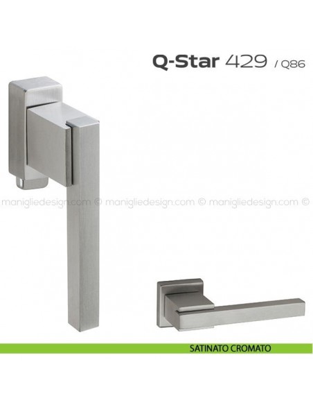 Maniglia per finestra DK con pulsante su placca 429 Q-Star Reguitti satinato cromato