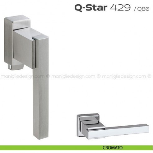 Maniglia per finestra DK con pulsante su placca 429 Q-Star Reguitti cromato