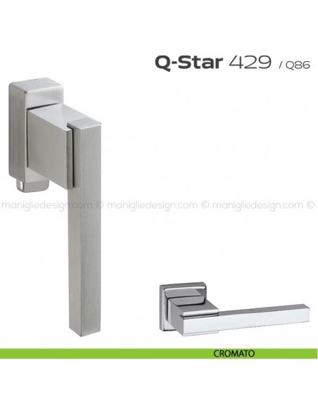 Maniglia per finestra DK con pulsante su placca 429 Q-Star Reguitti cromato
