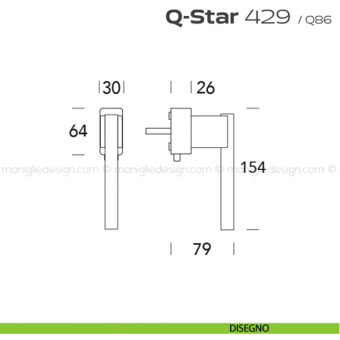 Maniglia per finestra DK con pulsante su placca 429 Q-Star Reguitti disegno
