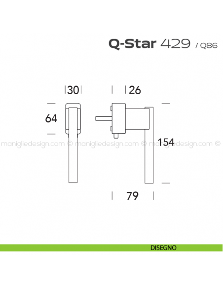 Maniglia per finestra DK con pulsante su placca 429 Q-Star Reguitti disegno