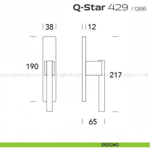 Maniglia per finestra cremonese 429 Q-Star Reguitti disegno