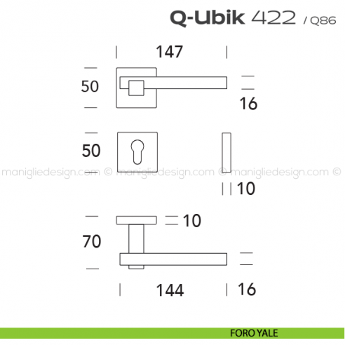Maniglia per porta 422 Q-Ubik Reguitti foro yale