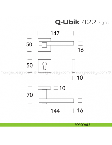 Maniglia per porta 422 Q-Ubik Reguitti foro yale