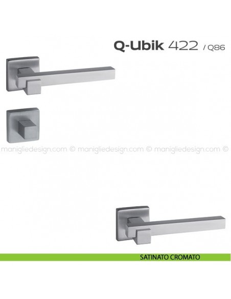 Maniglia per porta con nottolino 422 Q-Ubik Reguitti satinato cromato