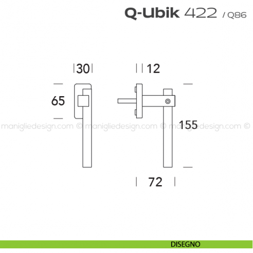 Maniglia per finestra martellina 422 Q-Ubik Reguitti disegno