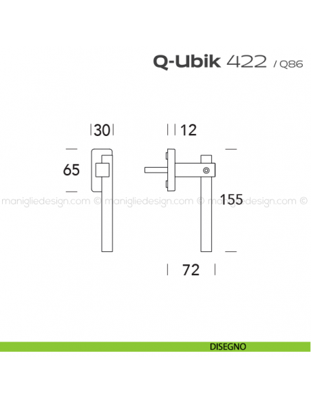 Maniglia per finestra martellina 422 Q-Ubik Reguitti disegno