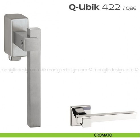 Maniglia per finestra DK con pulsante su placca 422 Q-Ubik Reguitti cromato
