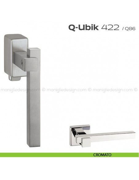 Maniglia per finestra DK con pulsante su placca 422 Q-Ubik Reguitti cromato