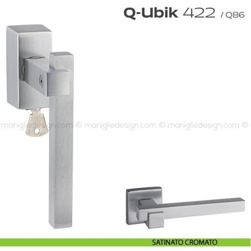 Maniglia per finestra martellina DK con chiave 422 Q-Ubik Reguitti satinato cromato