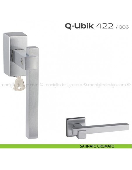 Maniglia per finestra martellina DK con chiave 422 Q-Ubik Reguitti satinato cromato