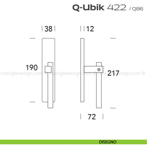 Maniglia per finestra cremonese 422 Q-Ubik Reguitti disegno