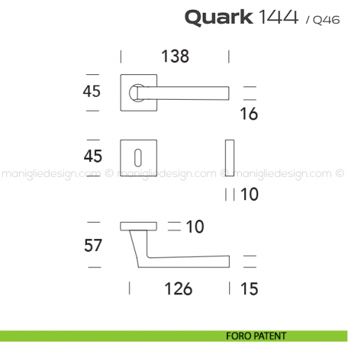 Maniglia per porta 144 Quark Reguitti foro patent