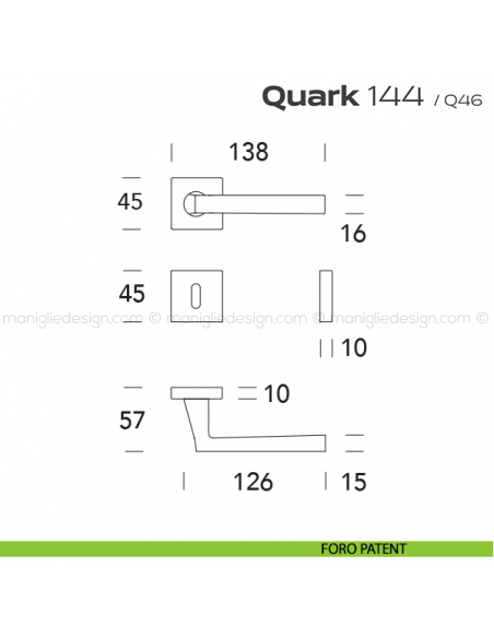 Maniglia per porta 144 Quark Reguitti foro patent