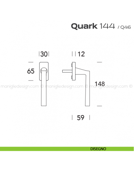 Maniglia per finestra martellina 144 Quark Reguitti disegno