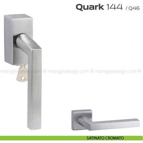 Maniglia per finestra martellina DK con chiave 144 Quark Reguitti satinato cromato