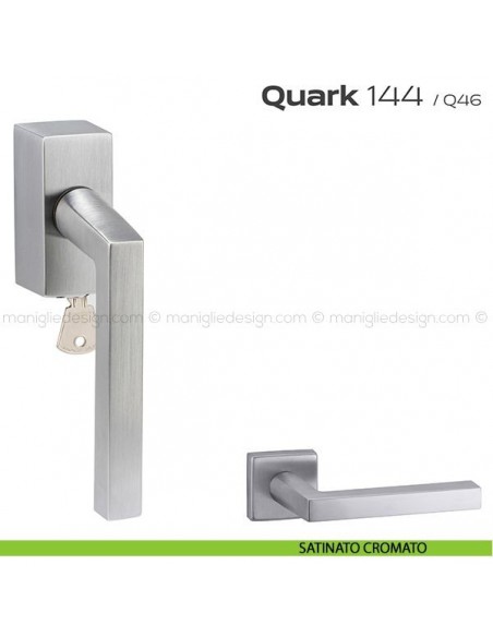 Maniglia per finestra martellina DK con chiave 144 Quark Reguitti satinato cromato